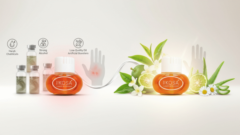 Iikosa car air freshener with cosmetic-grade fragrance oils for safe daily use